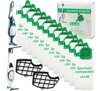 NAMAI - Lot de 12 sacs Folletto VK140 et VK150 + 2 filtres moteur, compatibles et sûrs, pièces de rechange Folletto VK140 (12 sacs + 2 filtres moteur)