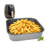 NAMAI - Recipiente Air Fryer 20x20 CM Medidas Internas, Apta Para Lavavajillas, Moldes Para Freidora de Aire, Aluminio, Efecto Piedra, Molde Air Fryer 21x21 CM Medidas Externas