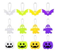 Namalu 12 Pcs Pendentifs Réfléchissants d’Halloween, Pendentifs Réflecteurs de Sécurité Réflecteurs de Vélo de Citrouille Chauve-Souris Fantôme Équipement Réfléchissant pour Décor d'Halloween