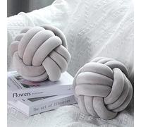 Namalu 2 Pcs Oreillers à Boule de Noeud Coussins Noués Ronds Doux Oreillers de Noeud en Peluche Décoratifs Coussins de Boule Esthétiques Soulagement du Stress pour Enfants (Gris)