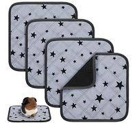 Namalu 4 Pcs Tapis de Cage de Cochon d'Inde Literie de Cochon d'Inde en Molleton Absorbants Réutilisables Coussinets Pipi Lavables Antidérapants avec Motifs d'Étoile pour Animaux (30 x 30 cm)