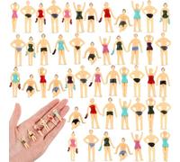 Namalu 50 Pièces Figurines de Personnes Miniatures Architecturales à l'Échelle 1 : 75 Ho Figurine Multicolore Set de Mini Personnes Peintes Debout de Maison de Poupée(Natation)
