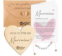 Namalu Annonce Marraine Demande Cadeau Coffret Contenir Bracelet Plaque en Forme de Coeur Carte de Définition et Enveloppes Cadeau Veux Tu Être Ma Marraine pour Baptême Anniversaire
