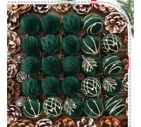 Namalu Lot de 24 décorations en Velours pour décoration de Sapin de Noël, Mini Boules de Noël floquées, décorations de Sapin à Paillettes à Suspendre pour Les Vacances, décoration de fête Rustique et