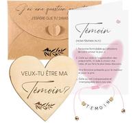 Namalu *Veux Tu Être Ma Témoin* Cadeau Original pour Témoin de Mariage Bracelet pour Demoiselle d'Honneur Carte de Demande de Témoin Plaque en Bois en Forme de Coeur