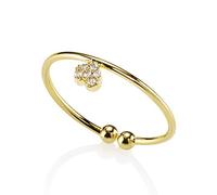 namana Bague Coeur pour Femme sertie de Zircons. Bague Réglable pour Femme en plaqué Or 14 carats. Bagues Créateur pour Femmes avec des Pierres en Oxydes de Zirconium. Bague Or Reglable pour Femme