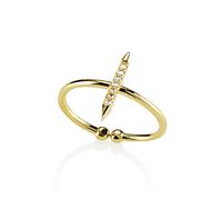 namana Bague Femme en Barrette Sertie de Zircons. Bague Réglable pour Femme en plaqué Or 14 carats. Bagues Créateur pour Femmes avec des Pierres en Oxydes de Zirconium. Bague Or Reglable pour Femme