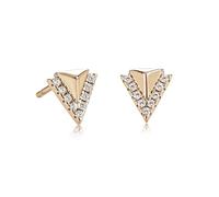 Namana Boucles d'Oreilles pour Enfant et Femme Triangle, Jolies Boucles d'Oreilles en Argent 925 Plaque Or Rose pour Femme et Fille avec des Zircons, Petites Boucles d'Oreilles en Pointe de Fleche