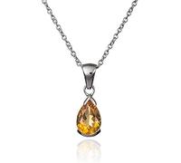namana Collier Pendentif en Argent avec une Pierre Naturelle en forme de Goutte, Collier avec une Pierre Semi-Précieuse en Argent Massif 925 pour Femme et Jeune Fille