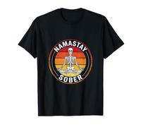 Namastay Sober Funny Squelette Méditant Vintage Sobriety T-Shirt