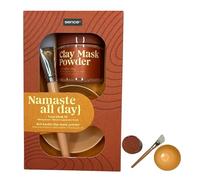 Namaste All Day - Kit de masque facial en argile rouge végétalien avec bol mélangeur et pinceau en silicone - 3 pièces pour détox et luminosité