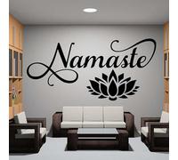 Namaste Lotus Sticker mural Harmonie Balance Chakra Bouddha divinité sauge illuminé Yoga Decor Vinyle Decal 57 x 28 cm