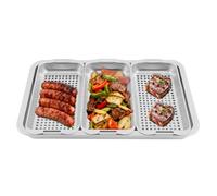 NaMaSyo Grille de barbecue en acier inoxydable - Panier à légumes rectangulaire pour l'extérieur - Accessoires de barbecue à viande - Plaque de cuisson pour brochettes
