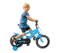NaMaSyo Vélo enfant 14" avec roues stabilisatrices - Vélo pour garçons et filles à partir de 3 à 6 ans - Véhicules de formation - Hauteur réglable (bleu)