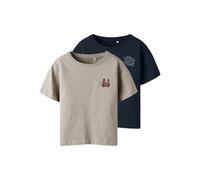 NAME IT 2p Nmmfrank SS Nreg Top Box PB Lot de 2 t-Shirts, Aluminium, 104 Garçon
