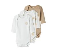 NAME IT Barboteuse / body 'Oxford Bear' beige foncé / noir / blanc, Taille 74