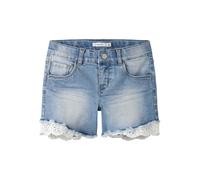 Name It Fille Short en Jean avec Dentelle, Franges, Pantalon Été