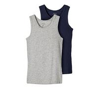 NAME IT Garçon Nkmtank Top 2p Noos Sous-vêtement, Mélange De Gris - Pack : W/ Dark Sapphire, 134 EU