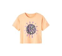 NAME IT Girl's NKFBOLETTE SS Loose T-Shirt à Manches Courtes en Mousseline de Soie Orange 122/128, Mousseline Orange, 122 cm-128 cm