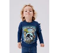 NAME IT T-Shirt 'Jolly Jurassic' saphir / gris / pomme / blanc, Taille 116