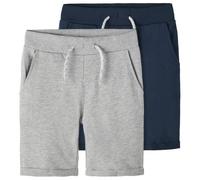 Name it - Kid's NKMVermo Long SWE Shorts UNB F 2-Pack - Short - 116 - grey melange / dark sapphire