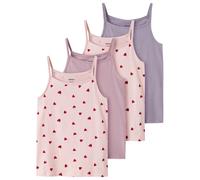 Name it - Kid's Strap Top 4-Pack - Débardeur - 98 - ballerina heart aop / keepsake lilac / lavender