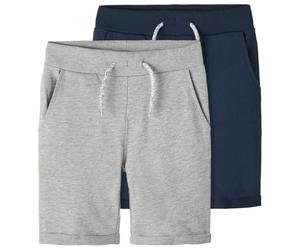 Name it - Kid's Vermo Long Shorts 2-Pack - Short - 116 - grey melange / dark sapphire