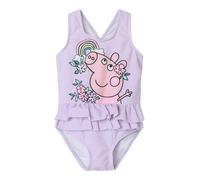 NAME IT Maillot de bain 'NMFMiri Peppa' jaune pastel / violet clair / rose / blanc, Taille 86-92