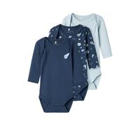NAME IT NBMBODY 3P LS Space Noos Body à Manches Longues, Dark Denim, 98 Bébés garçons