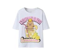Name IT Nkfabina Capybara SS Nreg Top Lnoos Sky, Blanc éclatant, 134-140 Fille