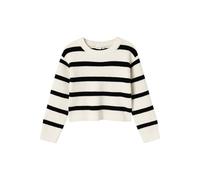 NAME IT NKFNILLA LS Short Knit, Pull tricoté Fille, Jet Stream/Stripes:w. Black Stripes,