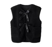 NAME IT Nkfruth Sl Teddy Gilet pour fille, Noir, 134-140