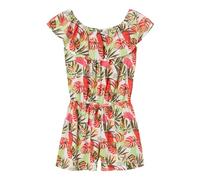 NAME IT NKFVINAYA SS Playsuit FFFFF Noos Combinaison, Bright White/Print:Tropical, 128 cm Fille