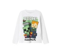 NAME IT Nkmac Minecraft Ls Nreg Top Box Noos Bfu, Blanc éclatant, 134-140 Garçon