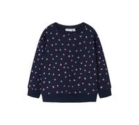 NAME IT Nmfdavina Ls Sweat-Shirt Polaire Bru Noos pour Fille, Dark Sapphire/AOP : Heart AOP, 116