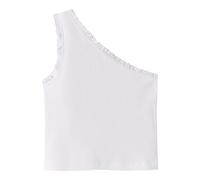 Name IT Short Top Nkfjabina Oneshoulder Haut Court, Blanc éclatant, 122-128 Fille