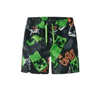 NAME IT Shorts de bain 'NKMMIC MINECRAFT' vert / orange foncé / noir / blanc, Taille 152