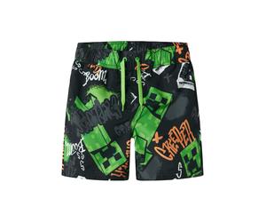 NAME IT Shorts de bain 'NKMMIC MINECRAFT' vert / orange foncé / noir / blanc, Taille 164