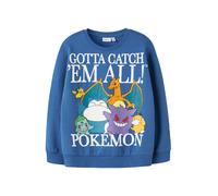 NAME IT Sweat 'NKMJOBI POKEMON' bleu / pétrole / orange / blanc, Taille 134-140