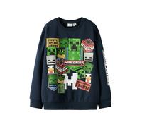 NAME IT Sweat 'NKMNeven Minecraft' bleu marine / vert gazon / rouge clair / blanc, Taille 134-140