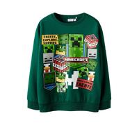 NAME IT Sweat 'NKMNeven Minecraft' gris / vert / vert foncé / rouge / blanc, Taille 146-152