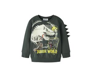 NAME IT Sweat 'NMMJal Jurassic World' beige / marron / jaune / vert foncé, Taille 104