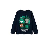 NAME IT T-Shirt 'NKMAc Minecraft' bleu marine / vert gazon / blanc, Taille 134-140