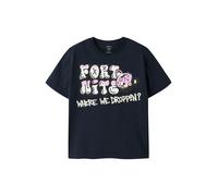 NAME IT T-Shirt 'NKMFRANS FORTNITE' bleu marine / rose / noir / blanc, Taille 116