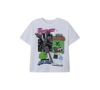 NAME IT T-Shirt 'NKMJahi Minecraft' gris foncé / vert / violet / blanc, Taille 122-128