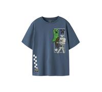 NAME IT T-Shirt 'NKMJUN MINECRAFT' gentiane / gris clair / citron vert / blanc, Taille 122-128