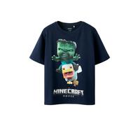 NAME IT T-Shirt 'NKMNIF MINECRAFT' marine / bleu néon / vert / blanc, Taille 122-128