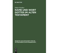 Name Und Wort Gottes Im Alten Testament