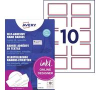 NAMENSETIKETTEN 80X50MM WEISS MIT ROTEM RAHMEN, ACETATSEIDE NUR FUER LASERDRUCKER 20 BOEGEN