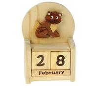 Namesakes® Calendrier perpétuel chat mignon : Idées cadeaux en bois pour hommes ou femmes : Calendrier de bureau avec date et blocs de mois : Avent animalier ou petite idée cadeau